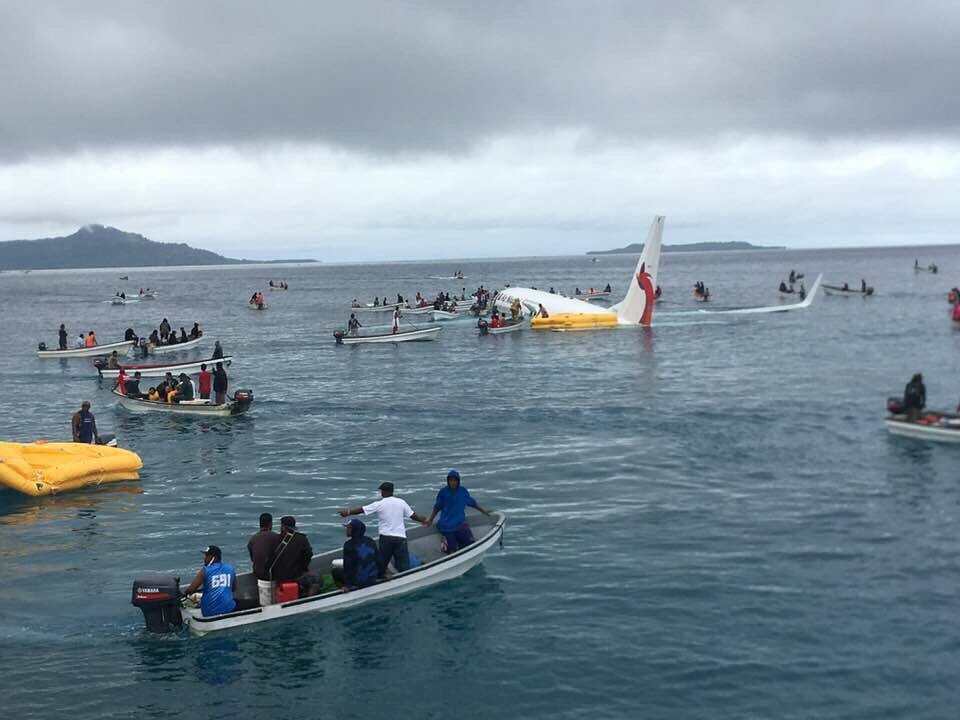 Air Niugini flight crash Micronesia Pacific lagoon US Navy