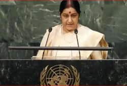 Pak glorifies killers, blind to blood of innocents: Sushma Swaraj at UN