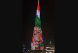 Burj Khalifa tribute Bapu Gandhi Jayanti lights up photos  Mahatma Dubai