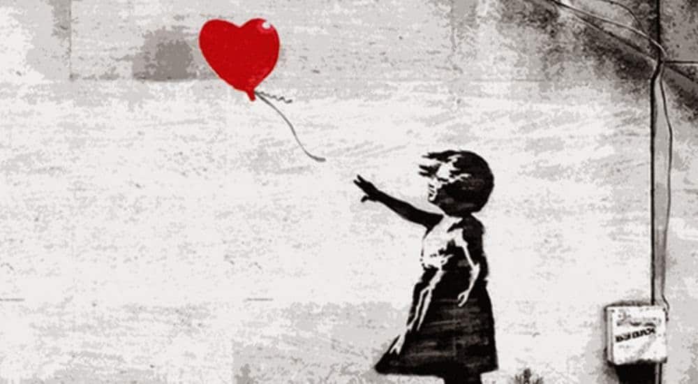 Banksy girl with a balloon Sotheby  graffiti artist art prank
