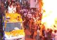 Madhya Pradesh Rahul Gandhi  Narrow escape roadshow balloons catch fire video