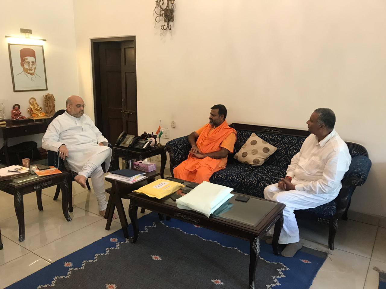 bjp president amith shah and paripoornananda meeting at delhi