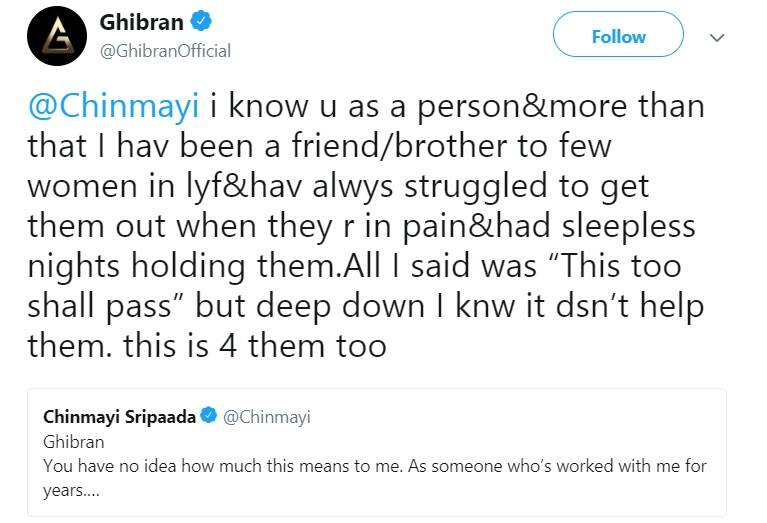 Andrea and Jibran Support chinmayi Metoo hashtag