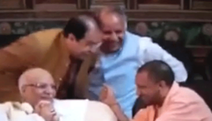 UP CM Yogi Adityanath Ministers Laughing at ND Tiwaris Last Rites UP CM Yogi Adityanath Ministers Laughing at ND Tiwaris Last Rites
