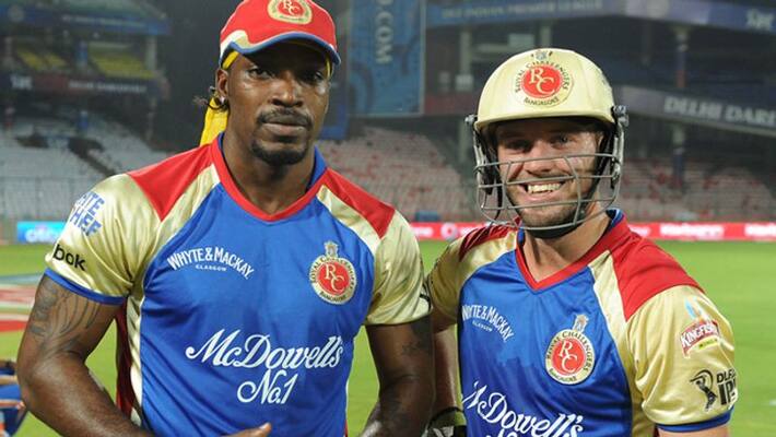 Royal Challengers Bangalore To Retire Jersey Numbers Worn By Chris Gayle AB de Villiers kvn Royal Challengers Bangalore To Retire Jersey Numbers Worn By Chris Gayle AB de Villiers kvn