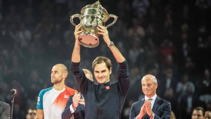 Tennis Roger Federer won his ninth Swiss Indoors at Basel for his 99th career tournament win Tennis Roger Federer won his ninth Swiss Indoors at Basel for his 99th career tournament win