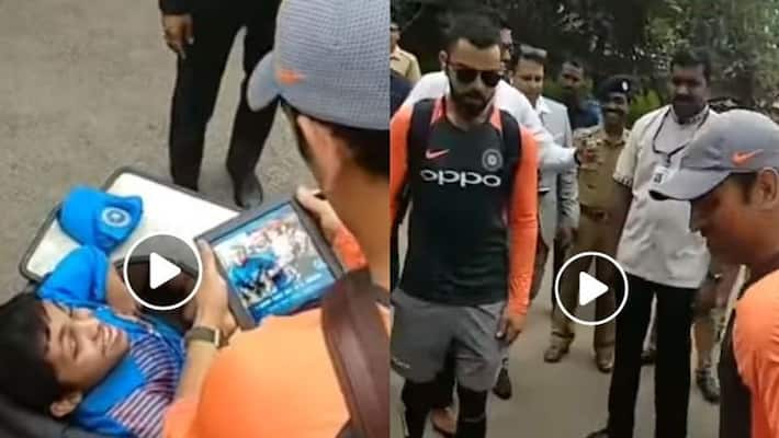 ms dhoni comes to meet differently able fan of him ms dhoni comes to meet differently able fan of him