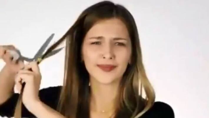 video of makeup artist who cuts her own hair to prepare make up brush video of makeup artist who cuts her own hair to prepare make up brush