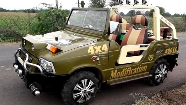 Maruti 800 Modified To Mahindra Thar Making Video Maruti 800 Modified To Mahindra Thar Making Video