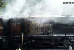 mumnai: train catch fire on railway track