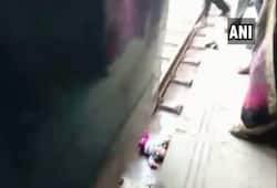 One-year-old girl escapes unhurt after a train runs over her