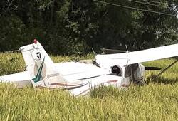 Trainer aircraft crash lands Telangana  Shankarpalli pilot safe Cessna aircraft