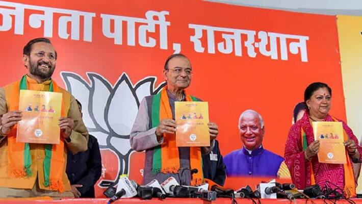 bjp releases poll manifesto in rajasthan bjp releases poll manifesto in rajasthan