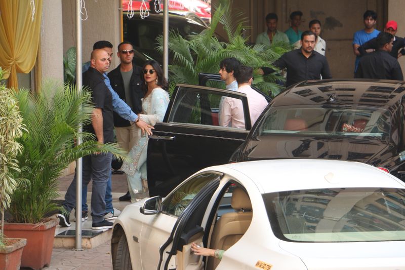 The two Jonas brothers and lady loves, Priyanka and Sophie, all arrived together for the ceremony.