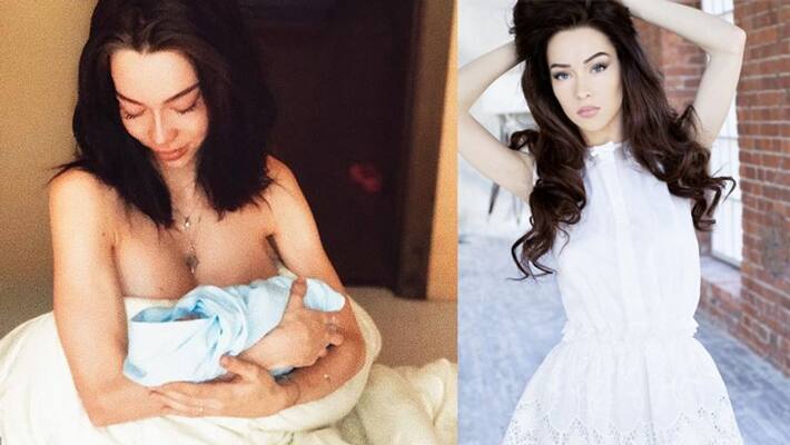 Russian model poses with her stillborn son Russian model poses with her stillborn son
