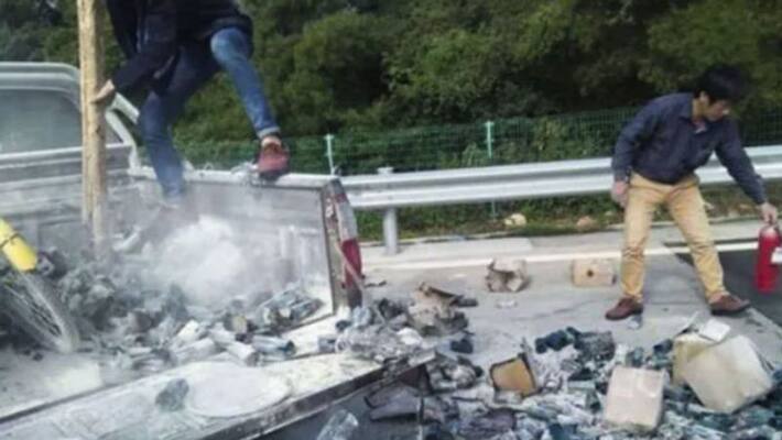 truck caught fire when driver throws out cigarette butt truck caught fire when driver throws out cigarette butt