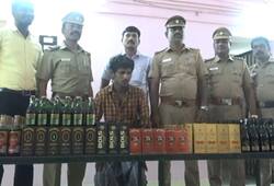Man arrested Tamil Nadu stealing liquor bottles