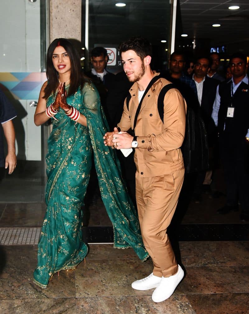 The couple Nick Jonas and Priyanka Chopra arrived in Delhi airport after their wedding in Jodhpur.