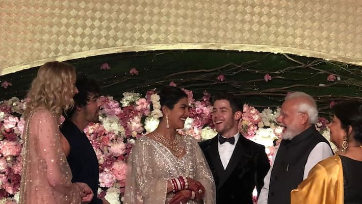 pm modi attends priyanka wedding reception pm modi attends priyanka wedding reception