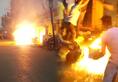 Cylinder blast Kebab shop Davanagere fire extinguishers help video