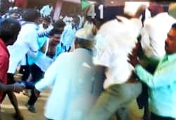 Telangana assembly election TRS agents thrash policeman elderly person vote video
