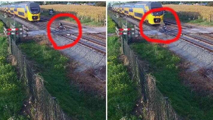 Cyclists Narrow Escape From Train Cyclists Narrow Escape From Train