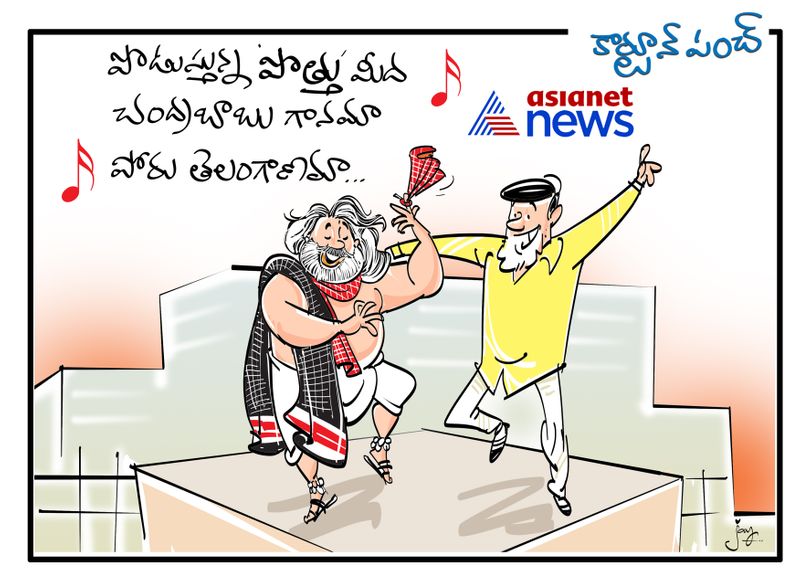 Gaddar hugs ChandraBabu