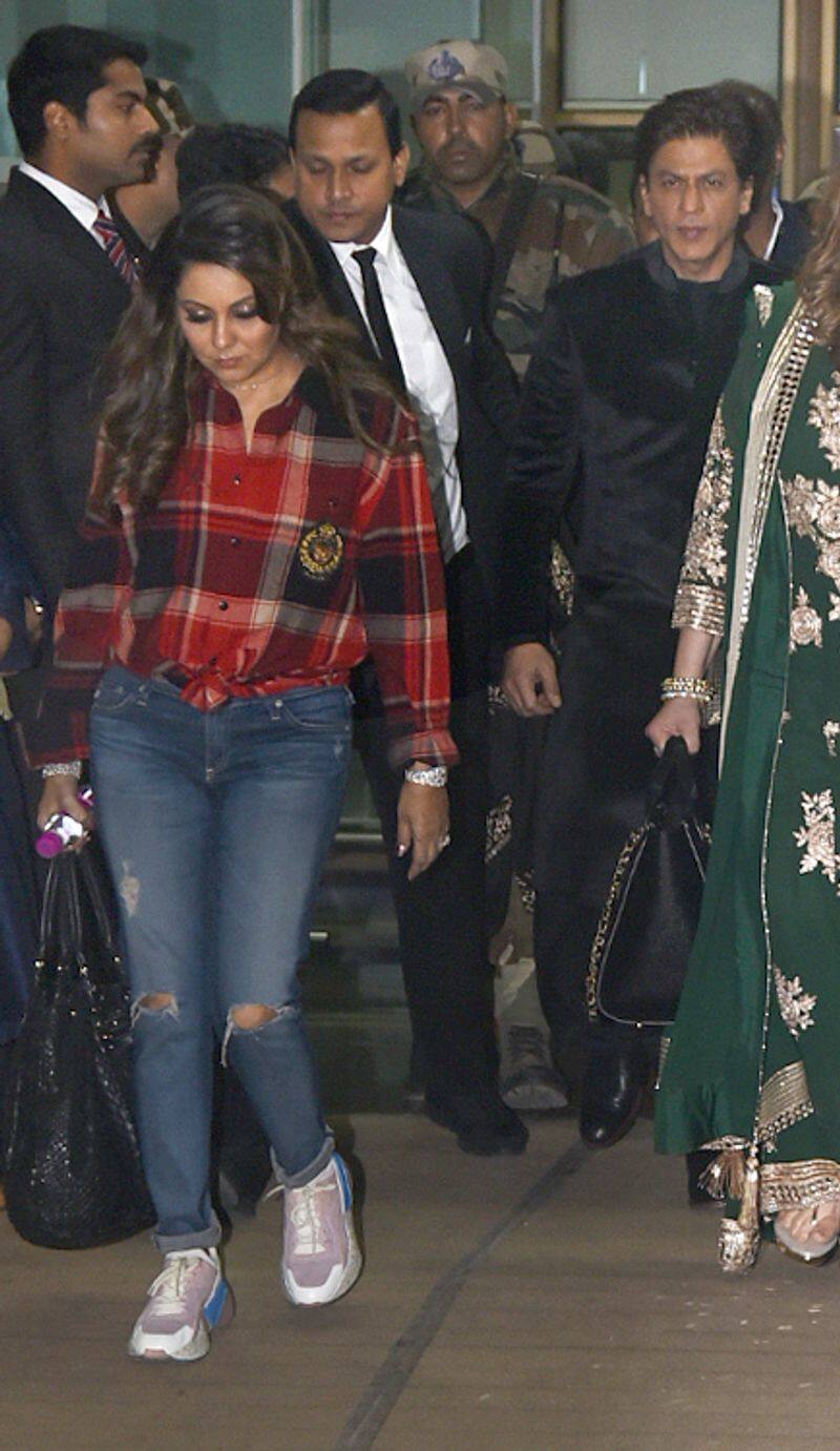 Shah Rukh Khan and wife Gauri Khan arrive for the pre-wedding functions in Udaivilas.