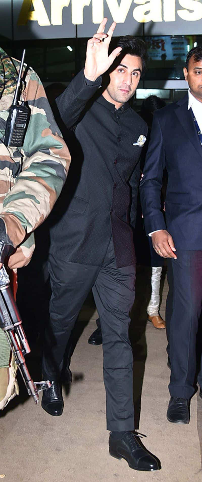 Ranbir Kapoor dressed dapper for his travels to Udaipur for the pre-wedding.