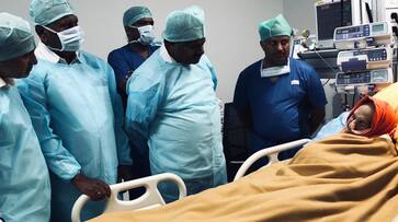 Karnataka chief minister visits ailing 111-year-old Shivakumara Swamiji  in Chennai hospital