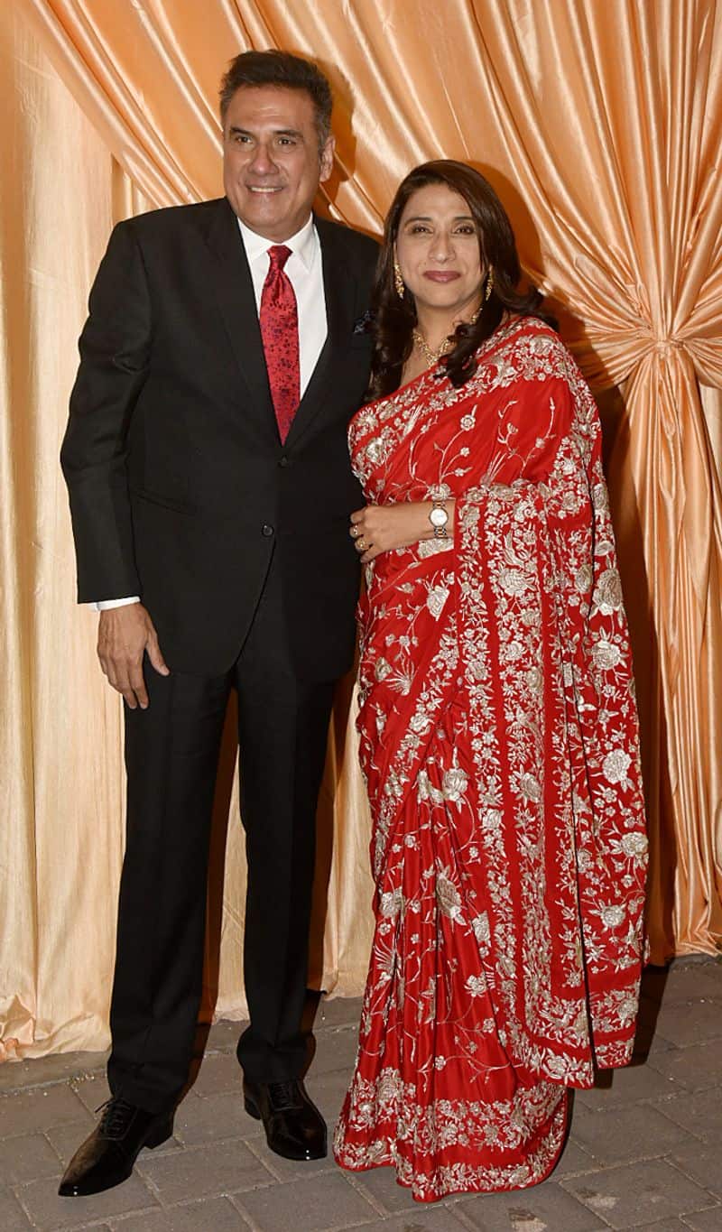 Boman Irani and wife Zenobia rock matching his and her outfits for the reception.