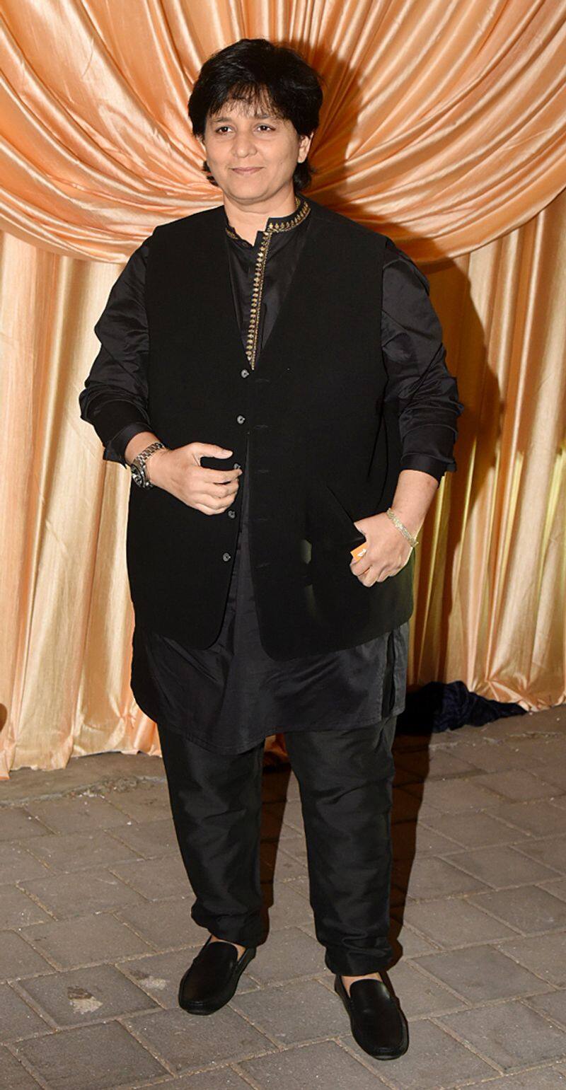 Sweet voiced Falguni Pathak looked equally sweet in her all-black outfit for the wedding reception.