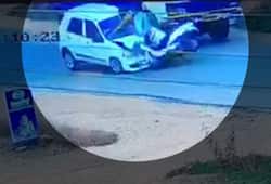 Karnataka: Man has miraculous escape after his bike hits car, truck