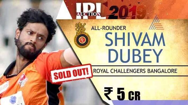 IPL 2019 auction RCB buys Shivam Dube for Rs 5 crore IPL 2019 auction RCB buys Shivam Dube for Rs 5 crore