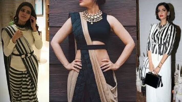 New trend of Saree blouse with belt New trend of Saree blouse with belt