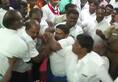 Who will speak first? AIADMK workers fight in front of minister