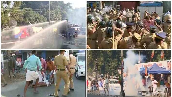 clashes all over the state on sabarimala woman entry ruckus and clash in trivandrum clashes all over the state on sabarimala woman entry ruckus and clash in trivandrum