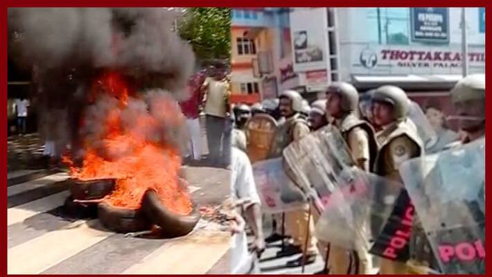 Sabarimala row bjp office in kannur set on fire one injured kerala Sabarimala row bjp office in kannur set on fire one injured kerala