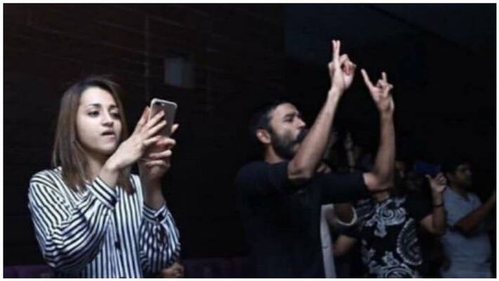 dhanush watch the petta movie with trisha dhanush watch the petta movie with trisha