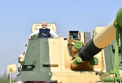 Prime Minister Modi rides K-9 Vajra Self Propelled Howitzer