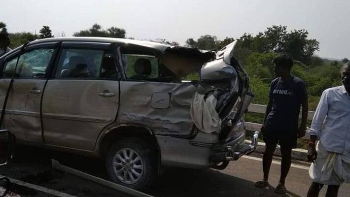 car accident...AMMK District Secretary injured car accident...AMMK District Secretary injured