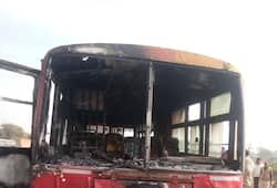 Bus caught fire