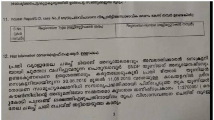 case against bdjs leader in ernakulam case against bdjs leader in ernakulam