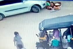 Woman vendor run over by car shocking CCTV footage accident Raichur