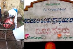 Koppal Karnataka School children forced transport cans water push cart Video