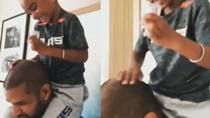 Watch video Shikhar Dhawan playing wih his son Watch video Shikhar Dhawan playing wih his son