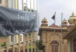 Sri Lankan Independence Day Jaffna University students hoist black flag