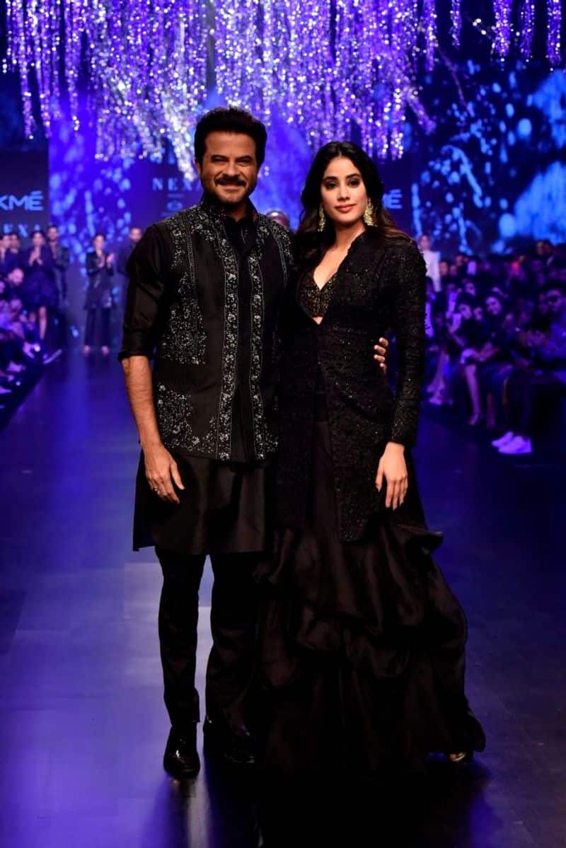 The Kapoors, Anil and Janhvi, rep the family style for designer Raghavendra Rathore.