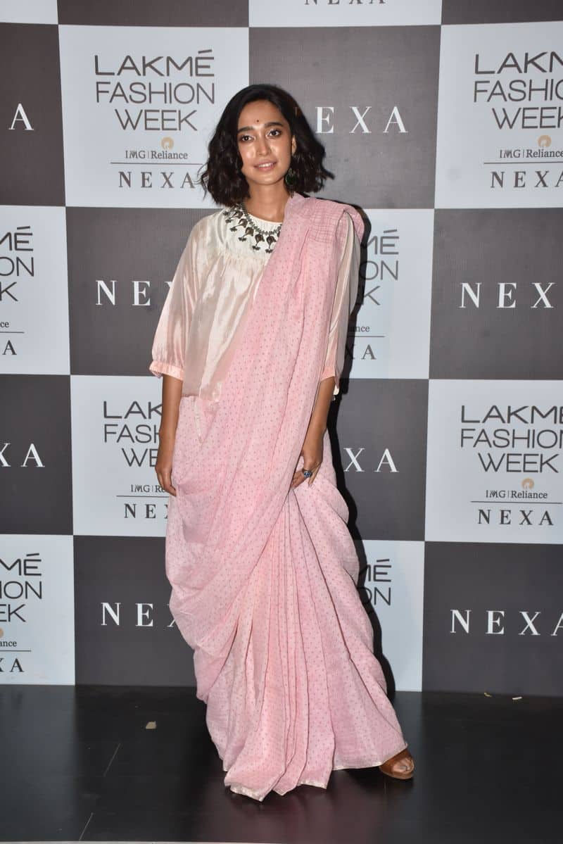 Actor Sayani Gupta put a casual spin on saree as she attended Anavila Mishra's show in the designer's creation.