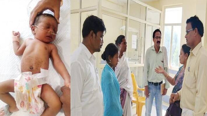cruel treatment to just born baby in vijayanagaram cruel treatment to just born baby in vijayanagaram